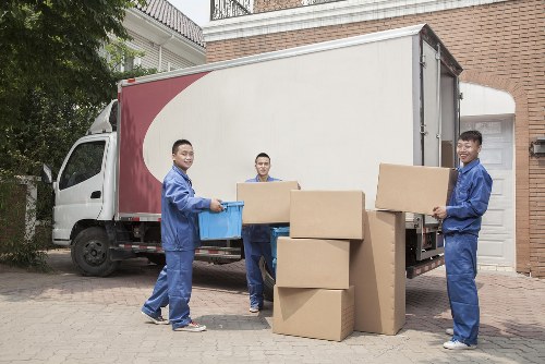Removal team loading boxes for a local move in Denmark