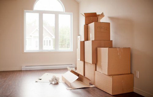 Professional movers handling apartment access in Denmark